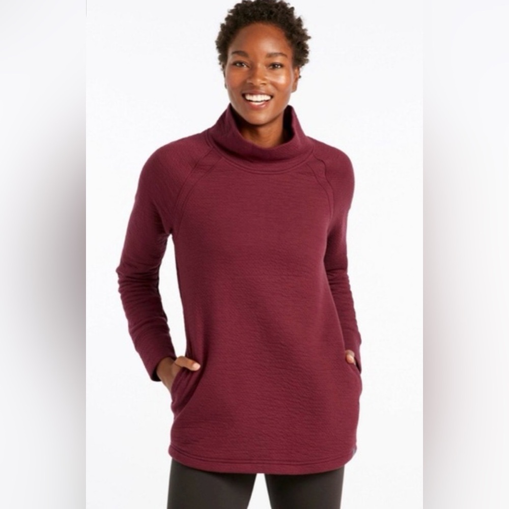 L.L.Bean Textured Funnel Neck‎ Pullover Women’s Medium Burgundy Cozy Sweater Top